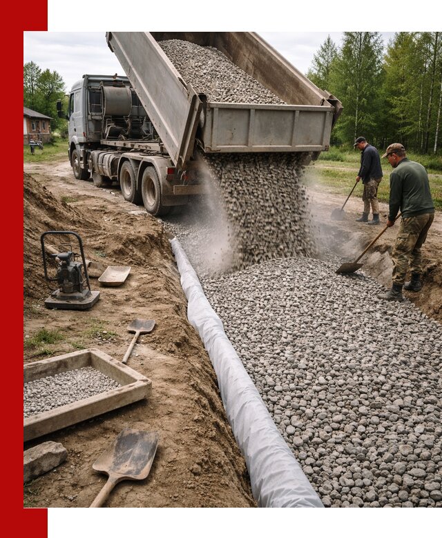 Гравий для дренажа с доставкой в Печоре качественный и недорогой