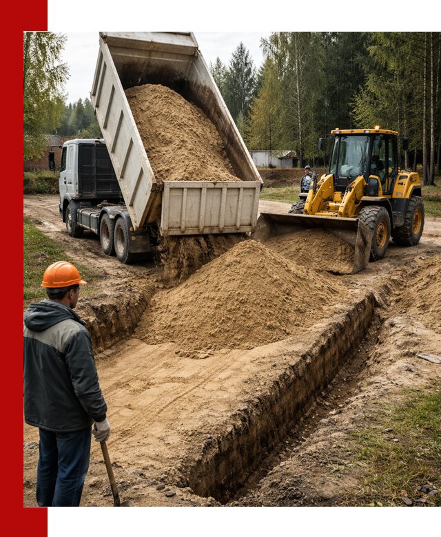 Доставка песчаного грунта в Печоре для строительных работ
