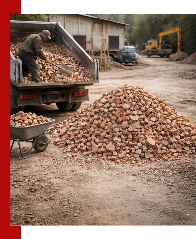 Доставка и подушка из боя кирпича с разгрузкой в Печоре