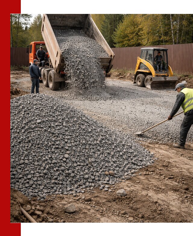 Отсыпка участка щебнем с доставкой и уплотнением в Печоре